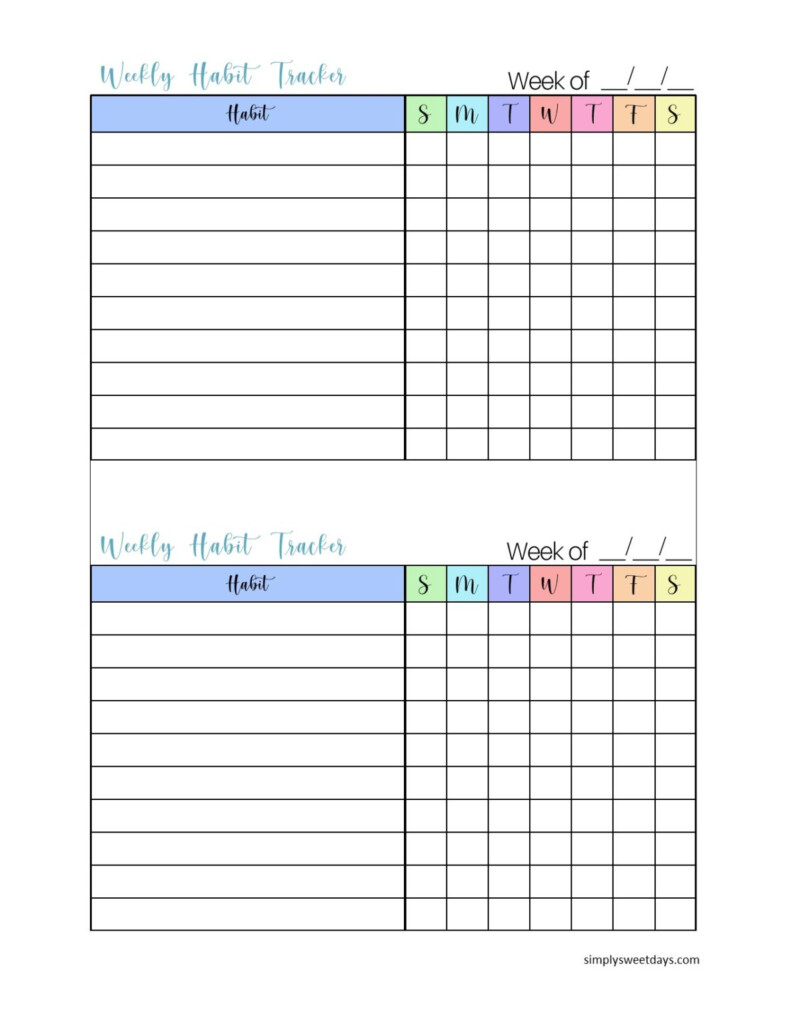 Free Printable Weekly Habit Tracker