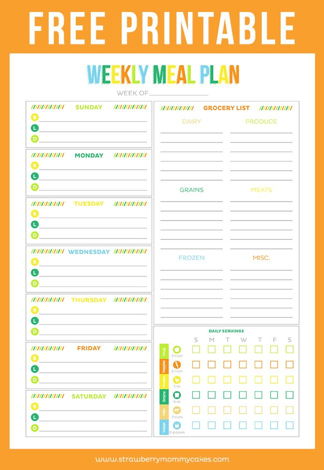 FREE Printable Weekly Meal Planner Weekly Meal Planner Template Meal 