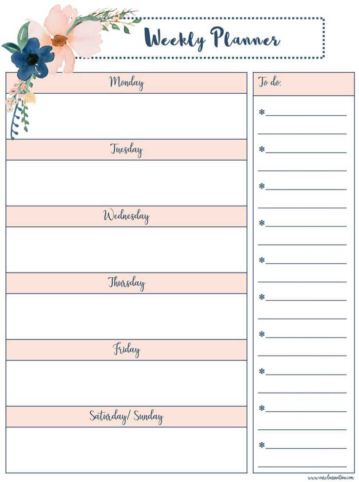 Free Printable Weekly Planner Our Class Nation Weekly Planner 