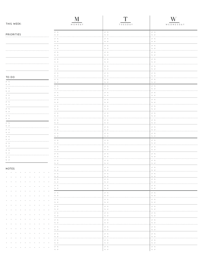 Free Printable Weekly Planner Pages On Two Page Layout Free Planner