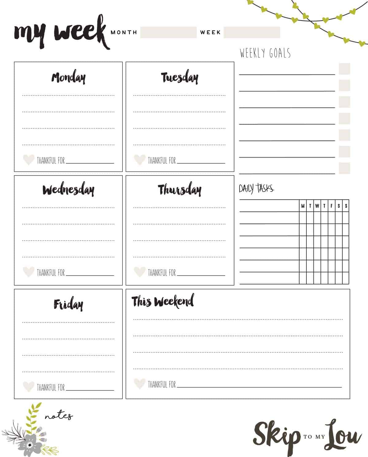 Free Printable Weekly Planner Skip To My Lou