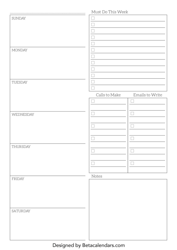 Free Printable Weekly Planner Templates