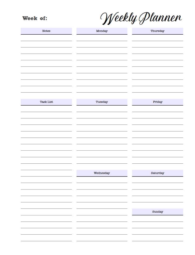 Free Printable Weekly Planners Monday Start 4 Designs Monday To 