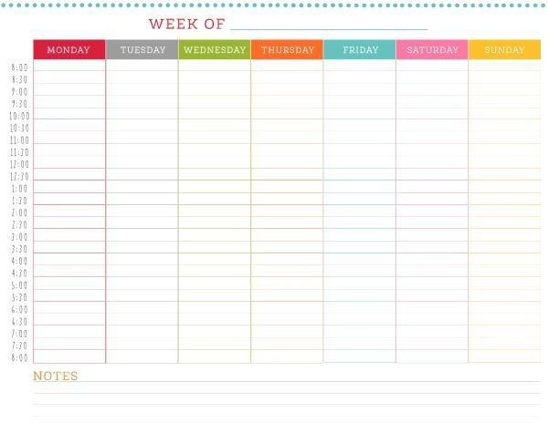 Free Printable Weekly Planners Monday Start Monday To Sunday Schedule 