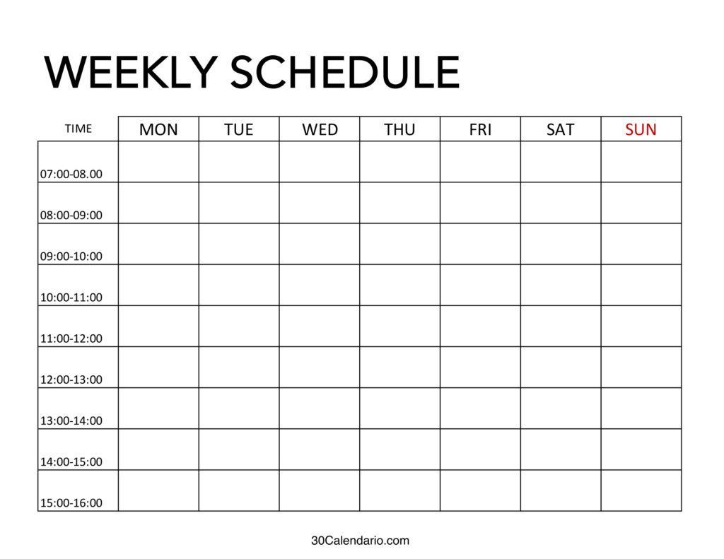 Free Printable Weekly Schedule Template Cute Hourly Planner Printable 