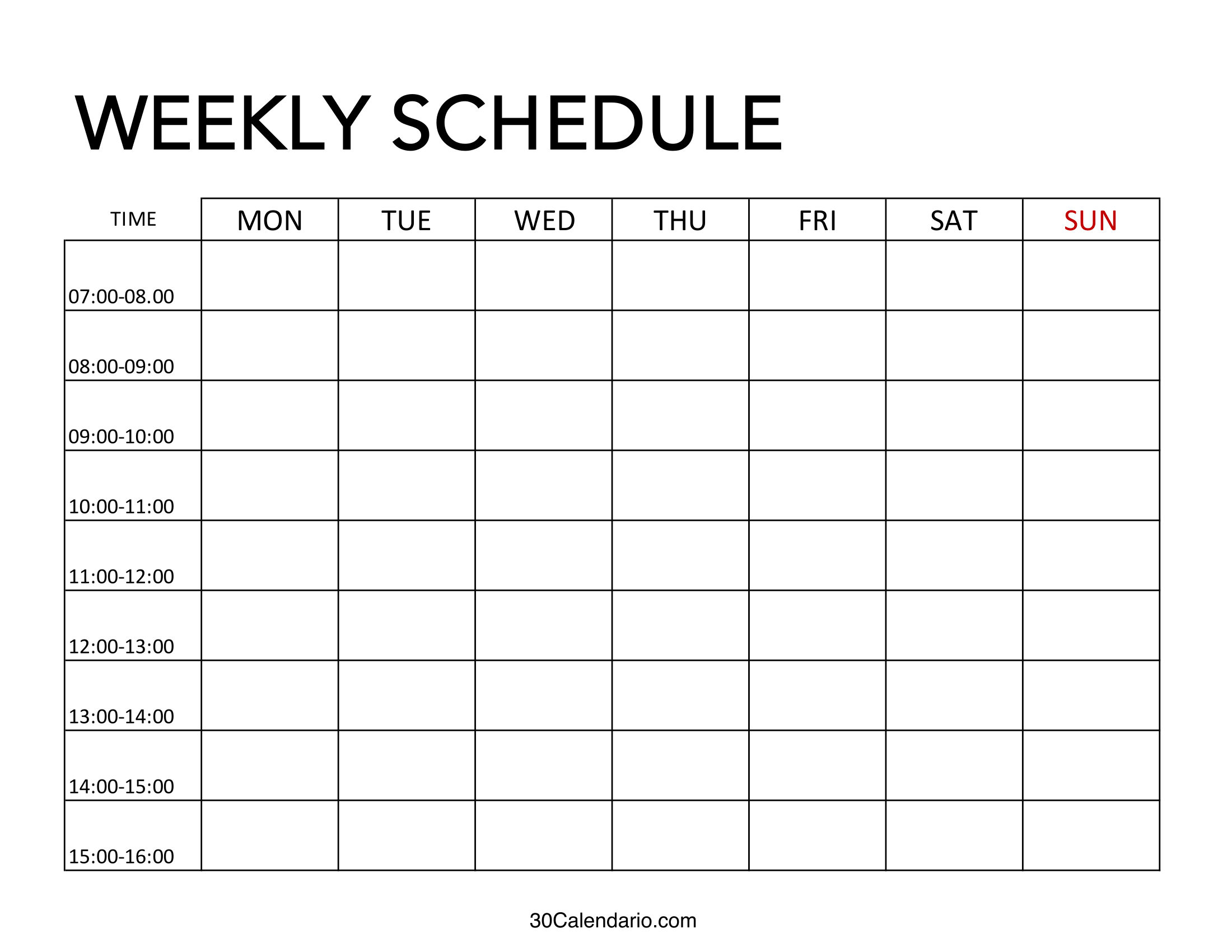 Free Printable Weekly Schedule Template Cute Hourly Planner Printable