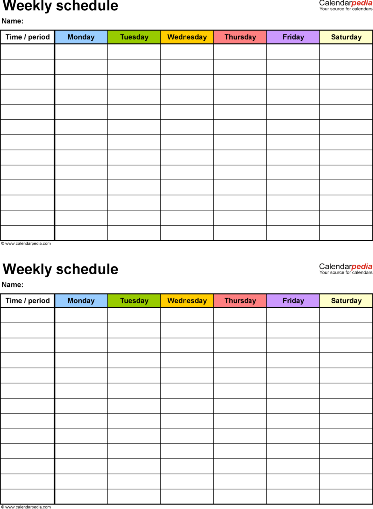 Free Printable Weekly Work Schedule Free Printable