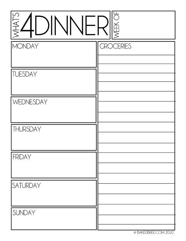 Free Weekly Dinner Planner Printable This Might Help Me To EAT Dinner 