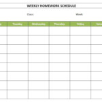 Free Weekly Homework Schedule Template