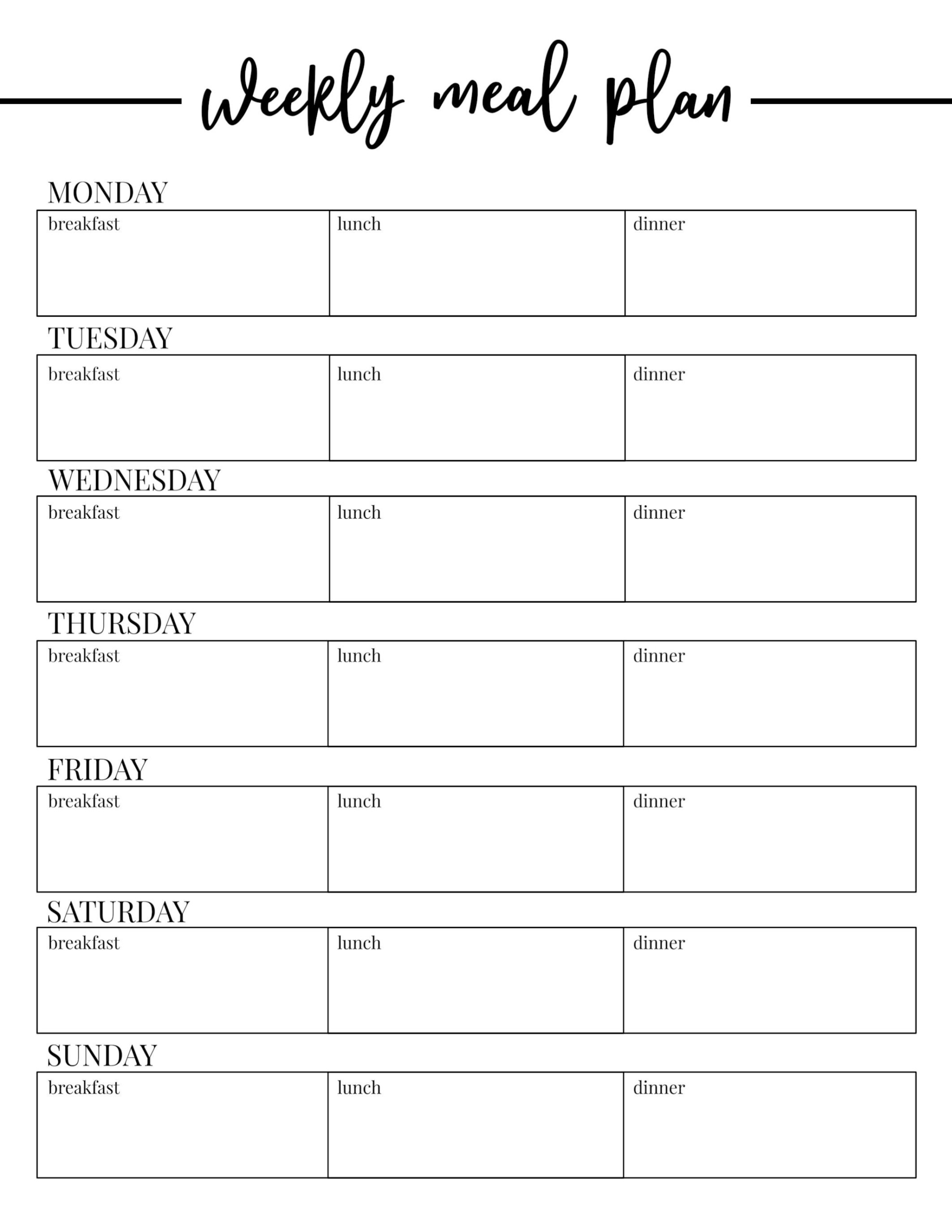 Free Weekly Meal Planner Template Fresh Free Printable Weekly Meal Plan 