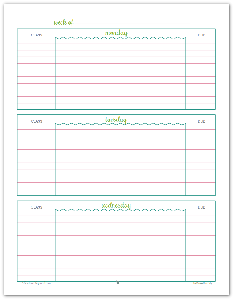 Getting Ready For Back To School Student Planner Printables