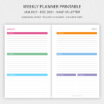 Half Letter Weekly Planner 2021 Horizontal Layout Maple Art Studio