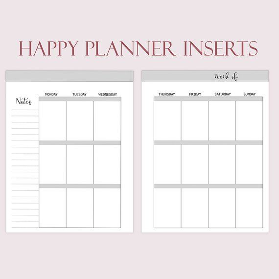 Happy Planner Inserts Printable Weekly Insert Weekly Planner Etsy 