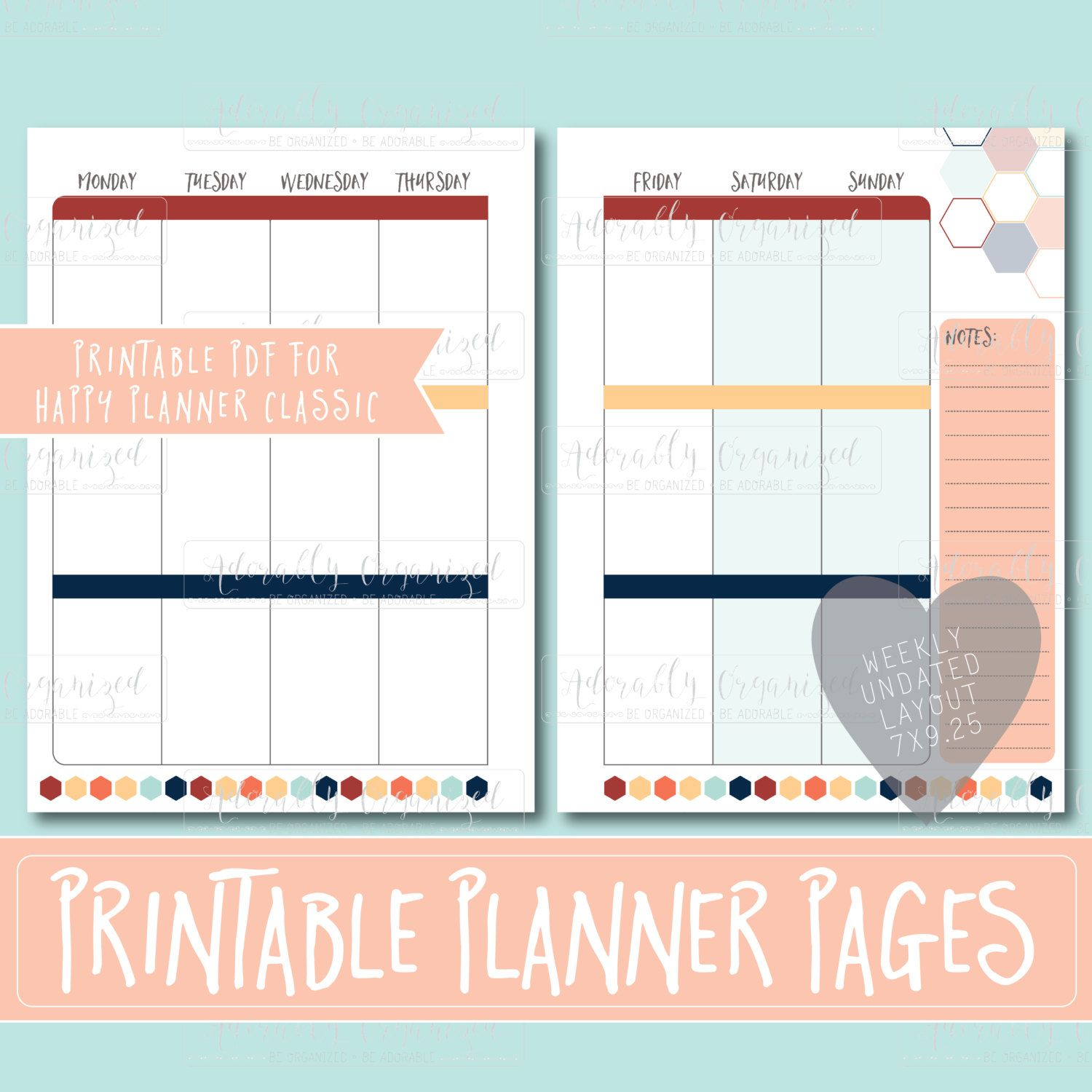 Happy Planner PRINTABLE Weekly Planner Refills Inserts 7 X Etsy