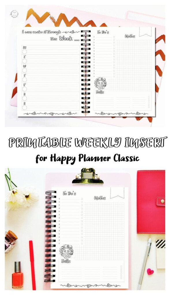 Happy Planner Weekly Insert Horizontal Layout Classic Happy Planner Printable Undated Weekly 