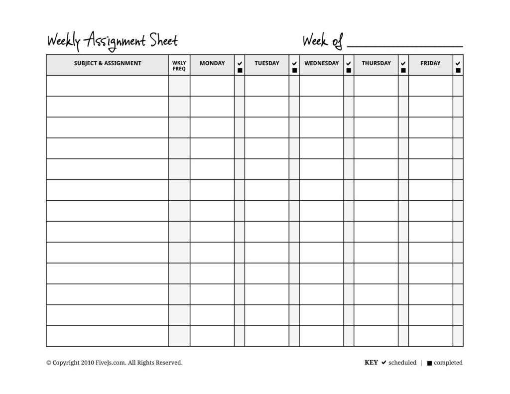 Homeschool Weekly Assignment Planner Assignment Planner Homework 