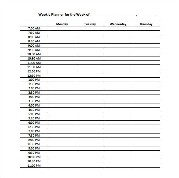 Hourly Schedule Template 11 Free Sample Example Format