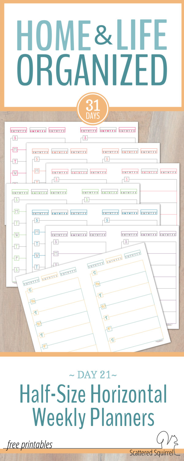 Introducing The Half Size Horizontal Weekly Planner Printables 