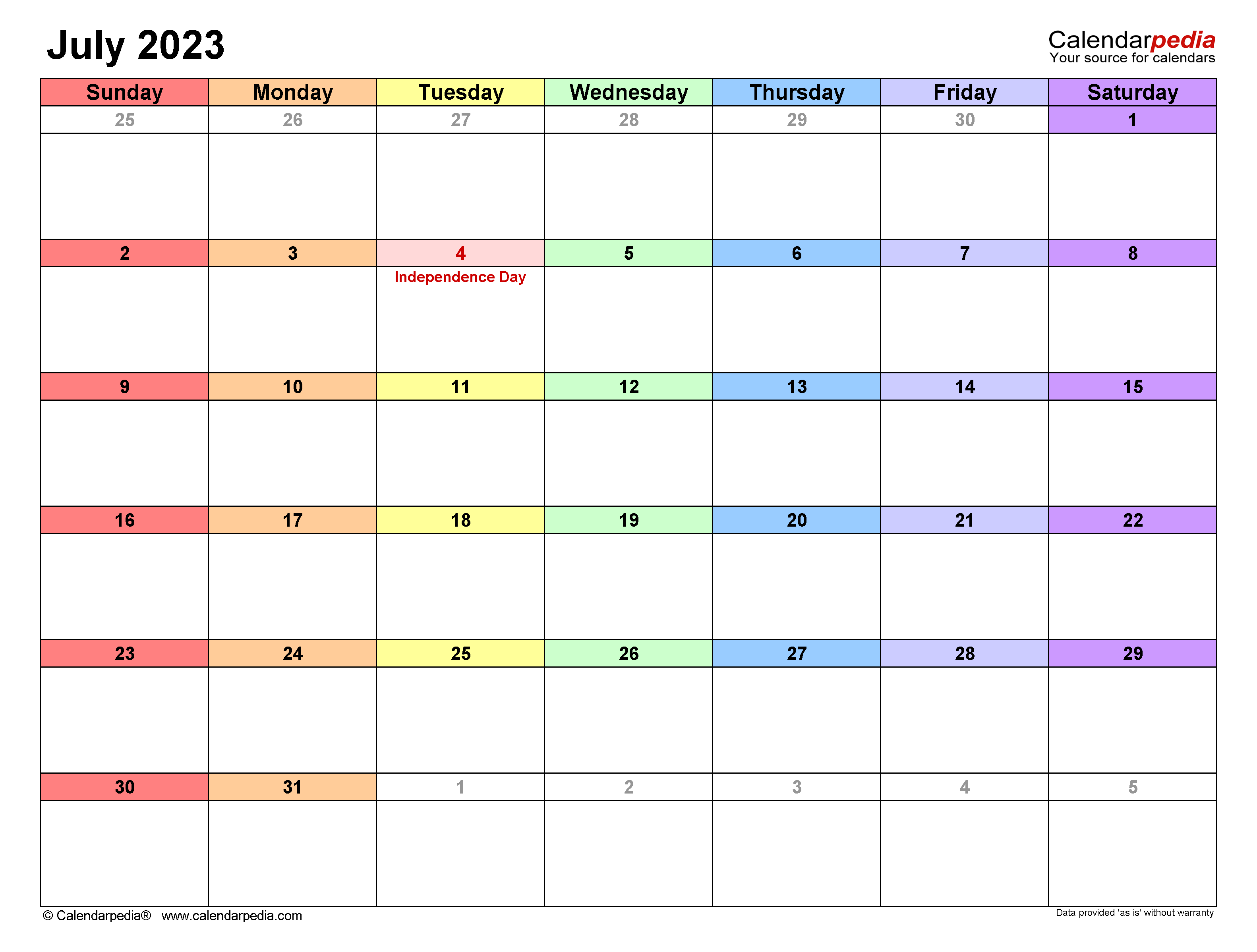 July 2023 Calendar Templates For Word Excel And PDF