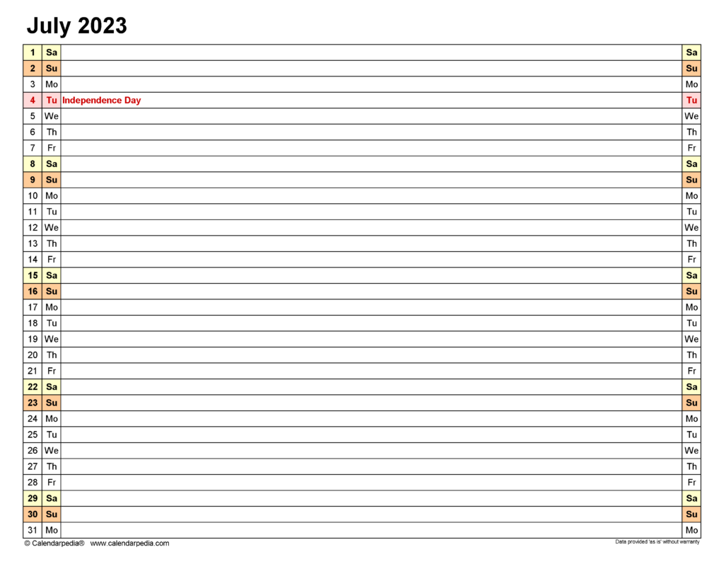 July 2024 Calendar Templates For Word Excel And PDF