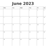 June 2023 Free Weekly Calendar