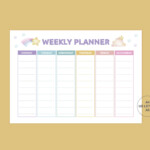 Kids Weekly Planner Schedule Chart Printable Kids Weekly Etsy