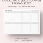 Landscape Weekly Planner Printable Www crownflourmills