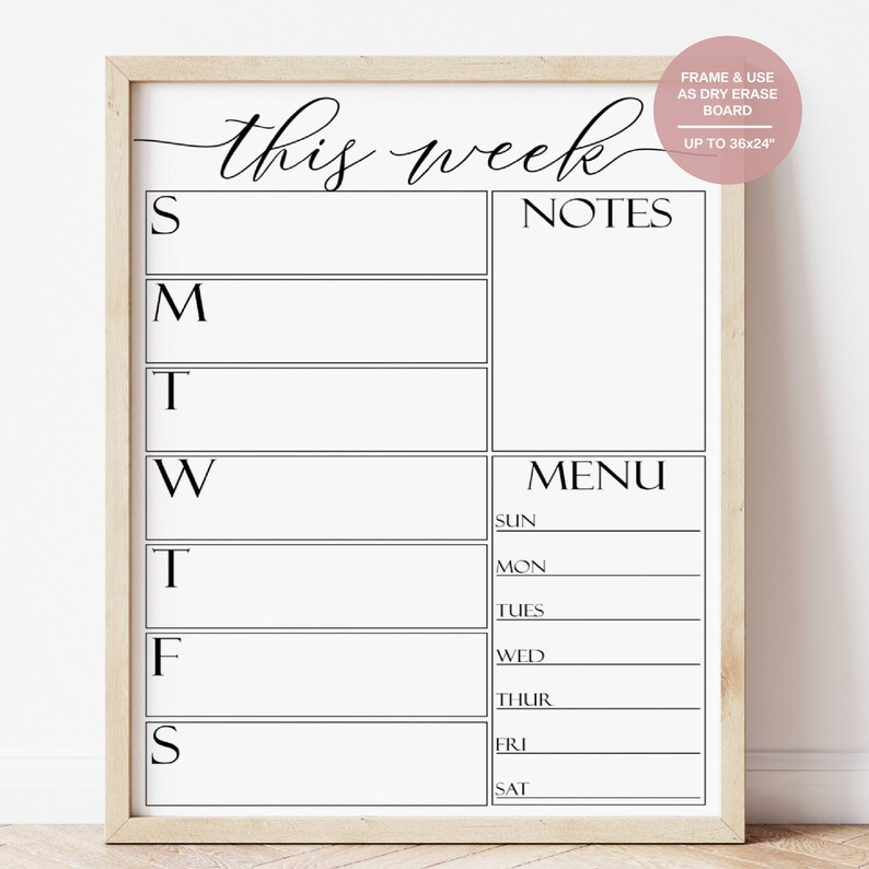 Large Weekly Wall Planner Printable To Do List Dry Erase Etsy UK