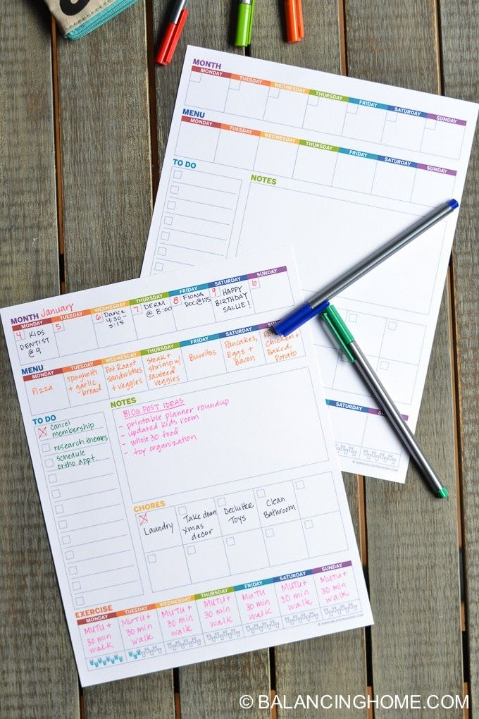 Management Weekly Planner Template Printable Balancing Home 