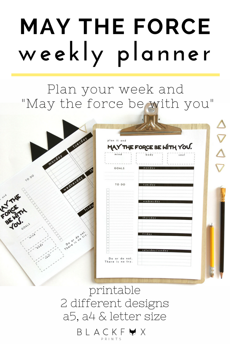 May The 4th Star Wars Weekly Planner Printable Digital Etsy Weekly 