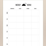 Meal Planner Printable Insert For A5 Weekly Menu Planner Etsy