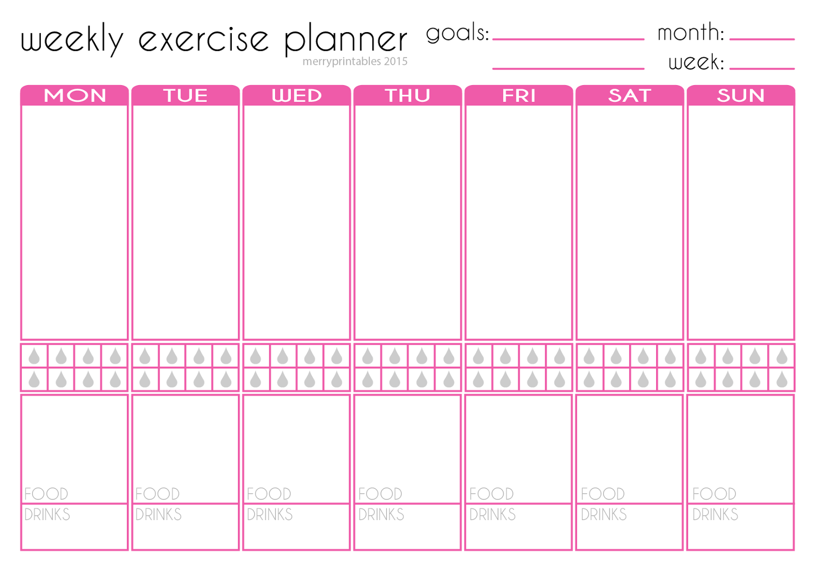 Merryprintables Free Weekly Exercise Planner