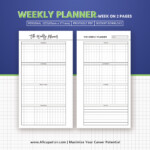 Minimal Aesthetic Weekly Printable Insert Week On Two Pages Pocket Size