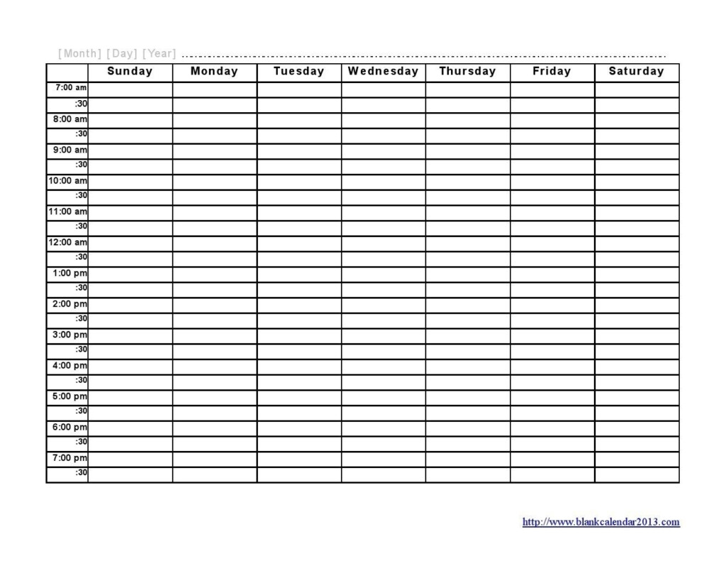 Monday Through Friday Appointment Calendar