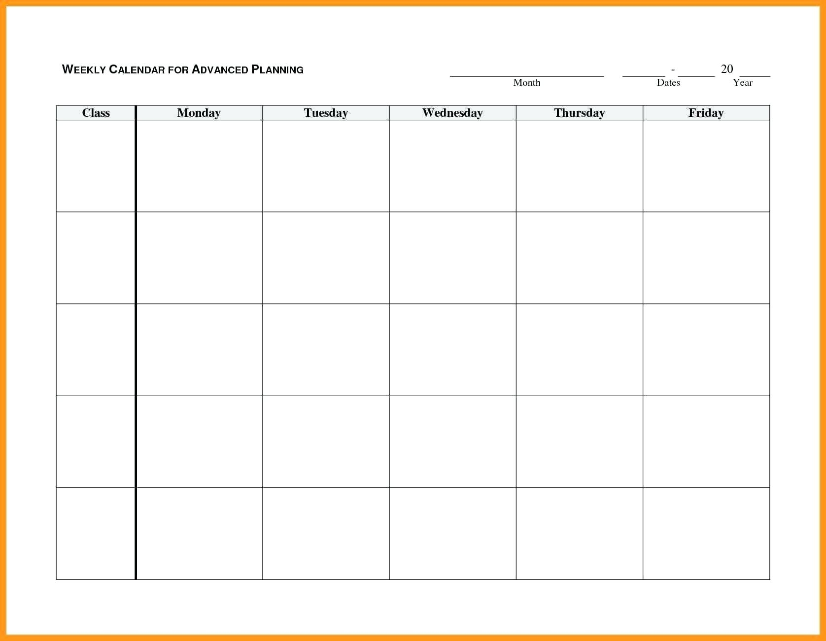 Monday Through Friday Schedule Template Free