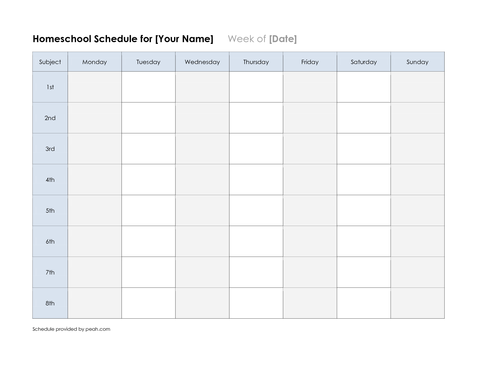 New Weekly Class Schedule Template xls xlsformat xlstemplates 