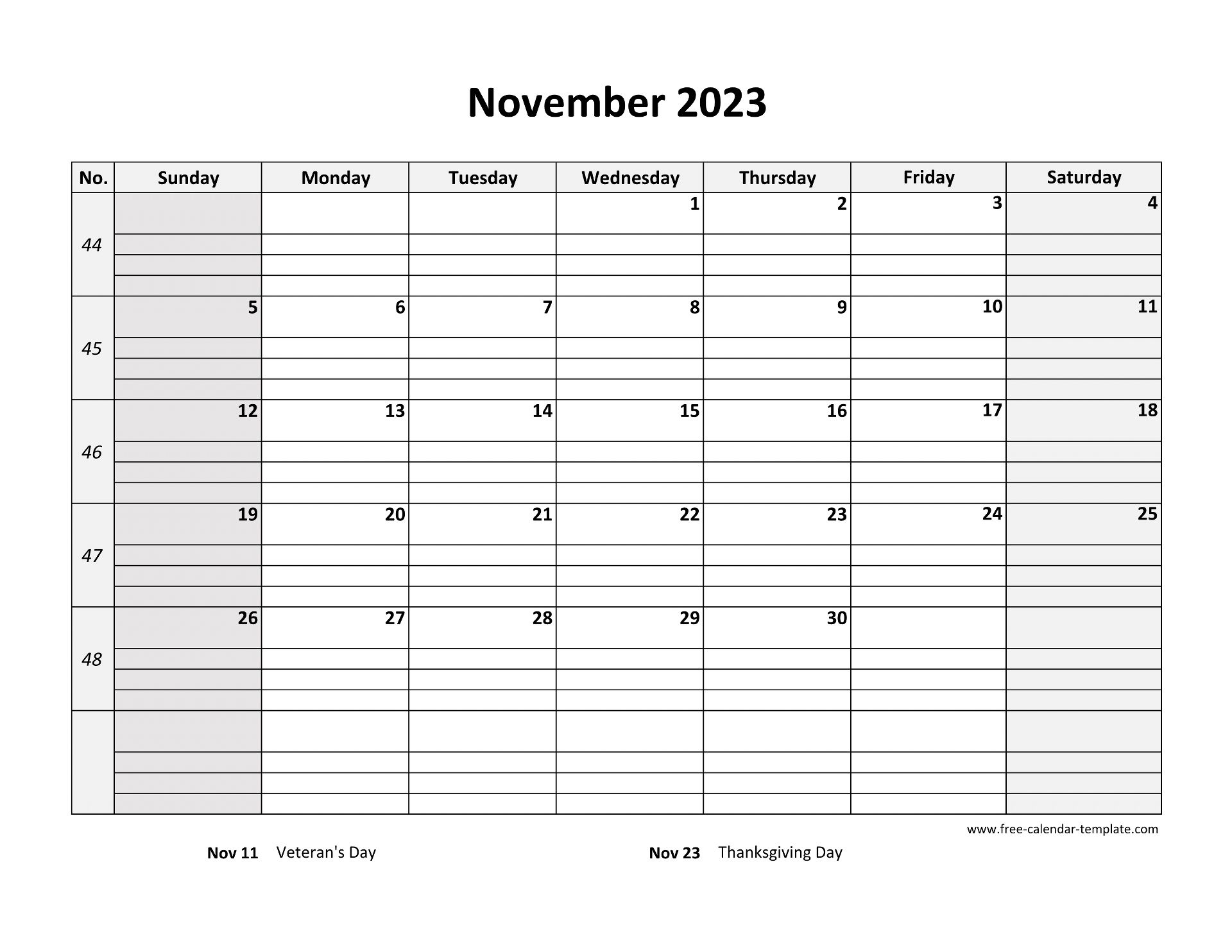 November 2023 Free Calendar Tempplate Free calendar template