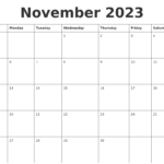 November 2023 Word Calendar