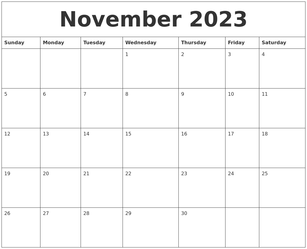 November 2024 Word Calendar