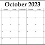 October 2023 Calendar Free Printable Calendar