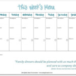 One Week Meal Planner Template Menu Free Updated Printable G Pages