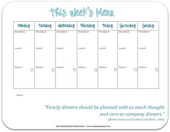 One Week Meal Planner Template Menu Free Updated Printable G Pages 