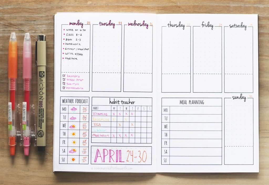 Over 20 Easy Bullet Journal Weekly Spread Ideas