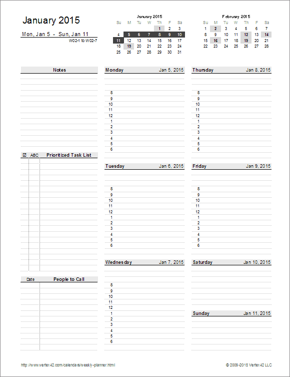 Pdf Free Downloadable Weekly Planner Weekly Planner