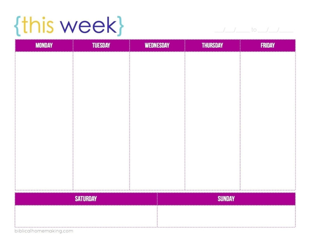 Perfect Printable 1 Week Schedule Get Your Calendar Printable