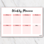 Pink Landscape Weekly Planner Template Weekly Planner Printable