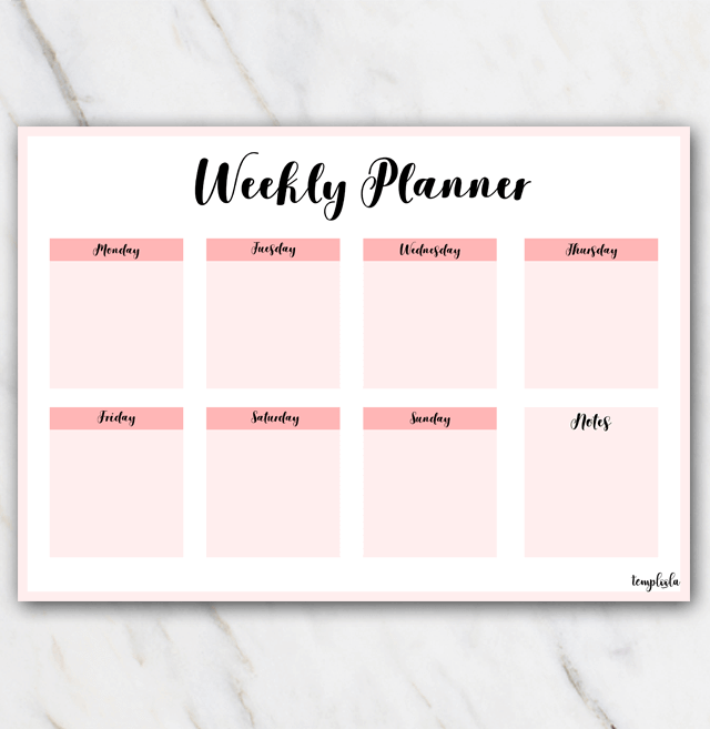 Pink Landscape Weekly Planner Template Weekly Planner Printable 