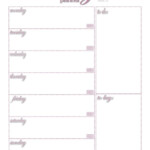 Pink Weekly Planner Custom Printable Template