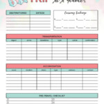 Planner Weekly Vacation Ate Week Travel Itinerary Holiday Template