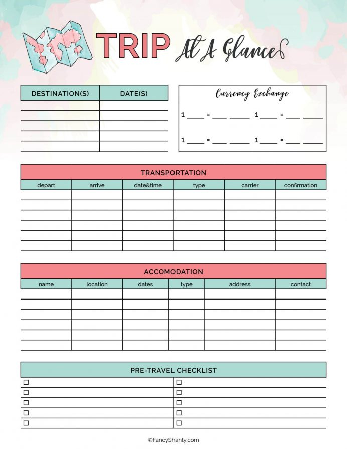 Planner Weekly Vacation Ate Week Travel Itinerary Holiday Template